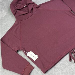 NEW EM + West 100% Organic‎ Cotton Burgundy Chinch Pullover Hoodie XS